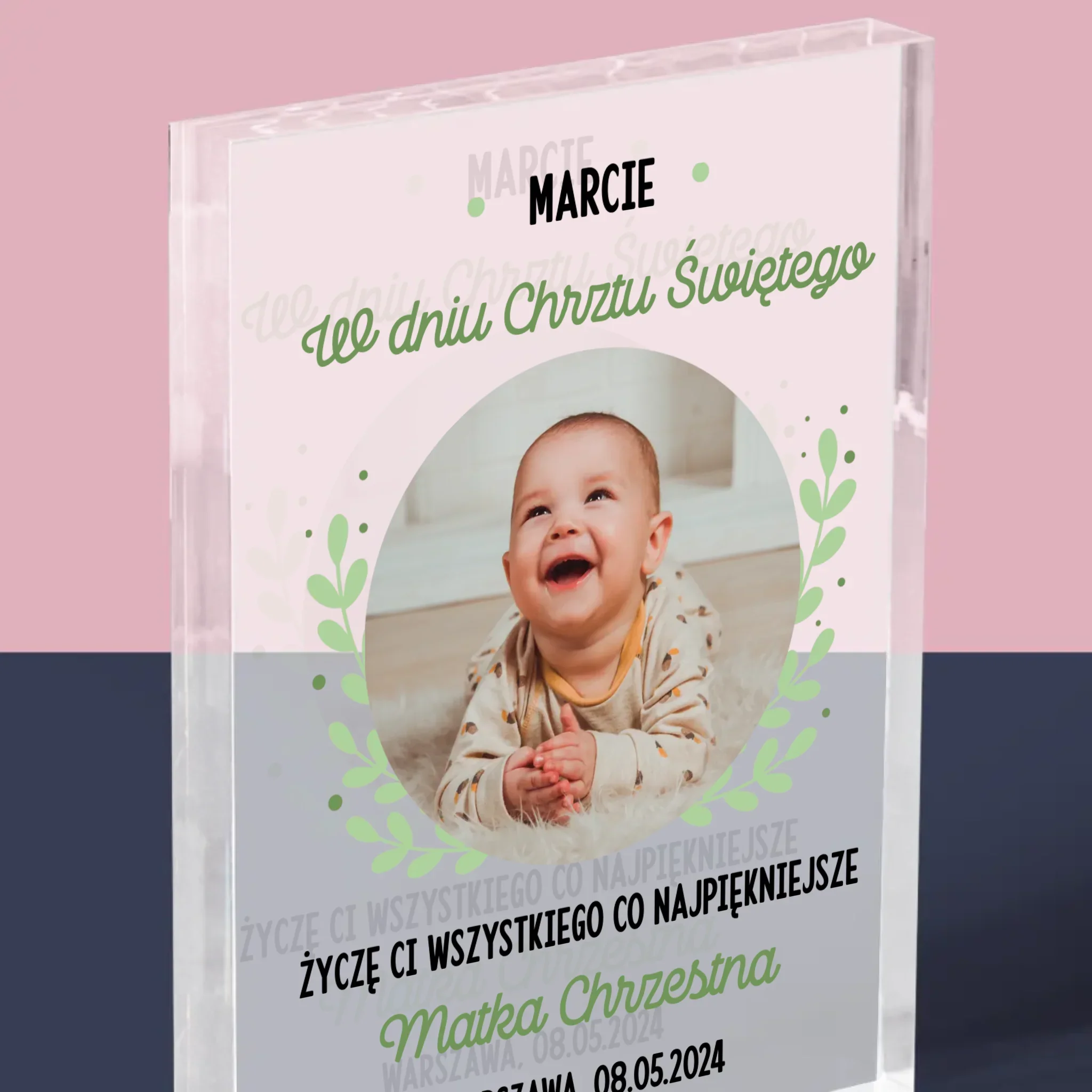 Zdjęcie i Podpis: z Okazji Chrztu Świętego - Blok Akrylowy z Nadrukiem - Image 2