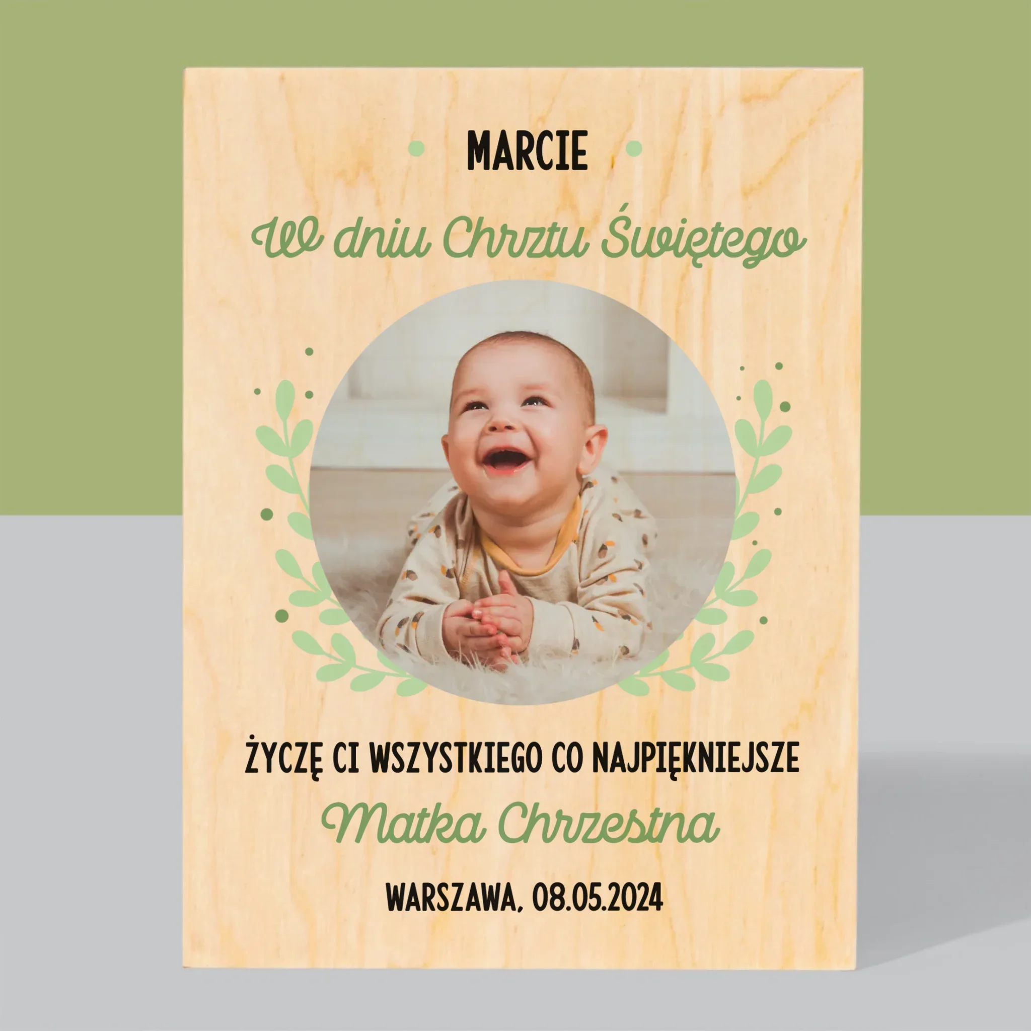 Zdjęcie i Podpis: Z Okazji Chrztu Świętego - Wydruk Na Drewnie - Image 3