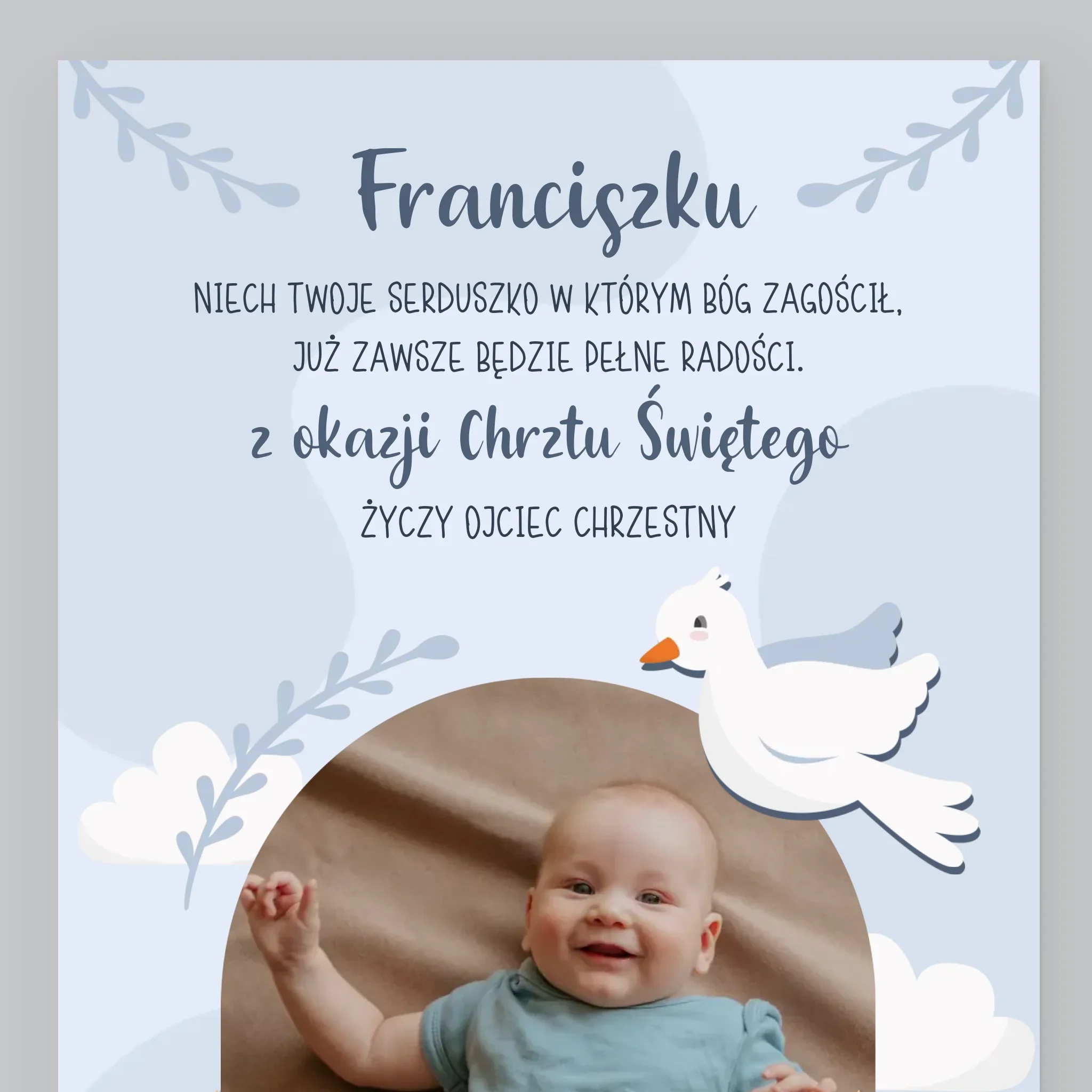 Zdjęcie i Podpis: Z Okazji Chrztu Świętego Życzenia - Wydruk Obramowany - Image 2