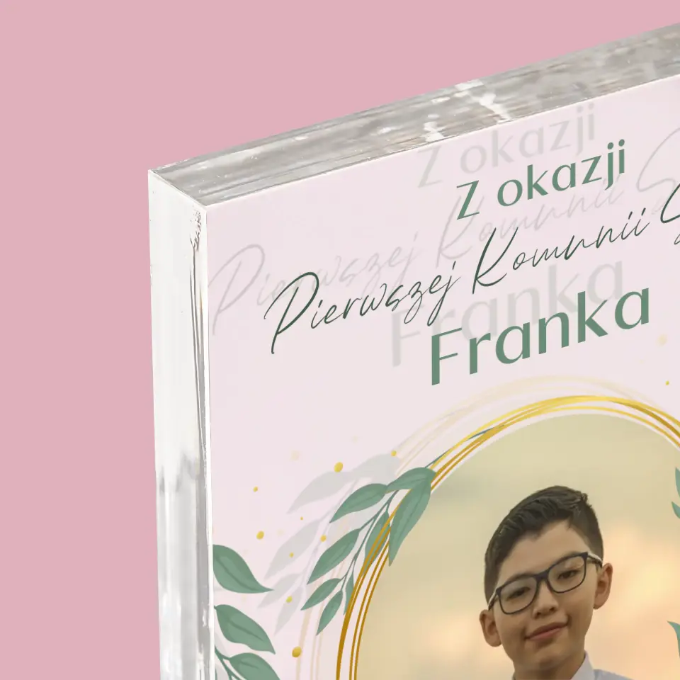 Zdjęcie i Podpis: Z Okazji Pierwszej Komunii Świętej - Blok Akrylowy z Nadrukiem - Image 4