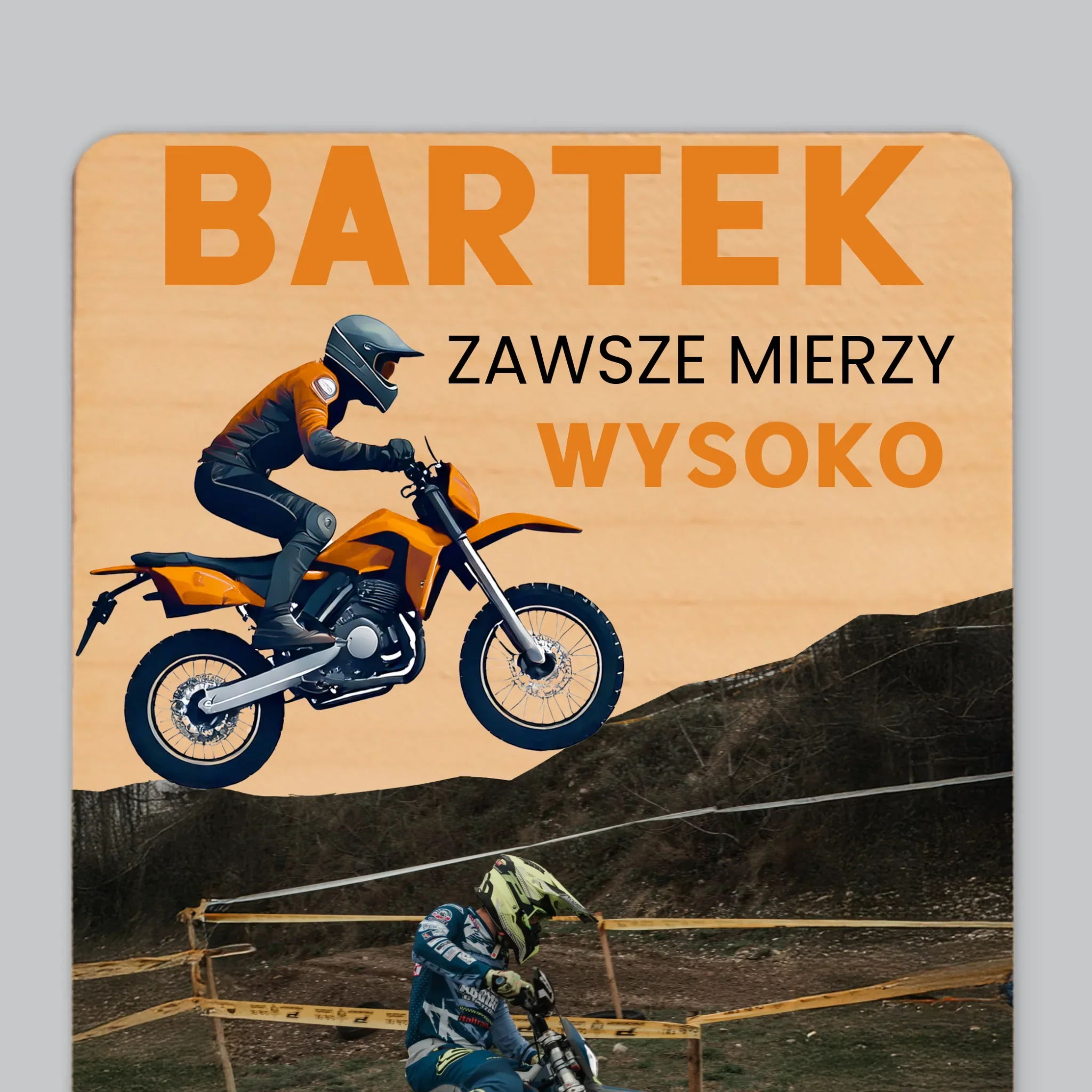 Zdjęcie i Podpis: Zawsze Mierzy Wysoko - Magnes Drewniany - Image 4