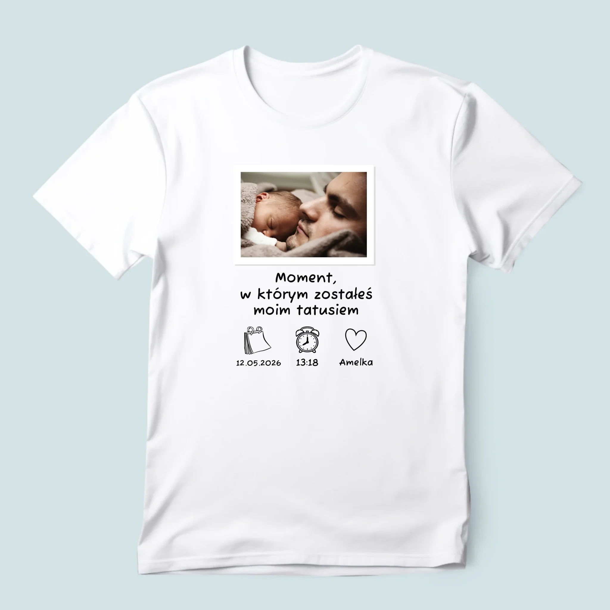 Zdjęcie i Podpis: Zostałeś Tatusiem - Koszulka Męska z Nadrukiem - Image 3