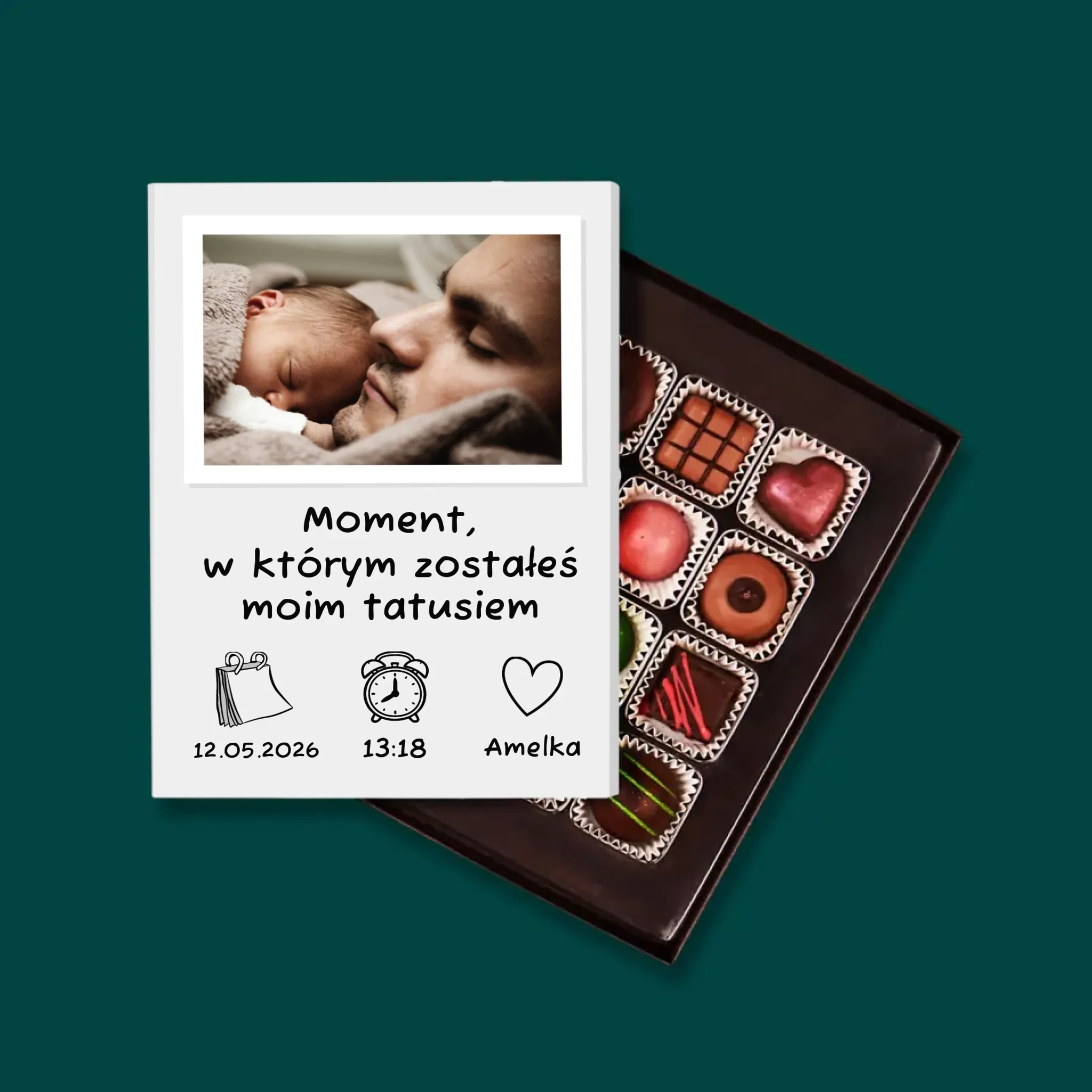 Zdjęcie i Podpis: Zostałeś Tatusiem - Personalizowane Praliny