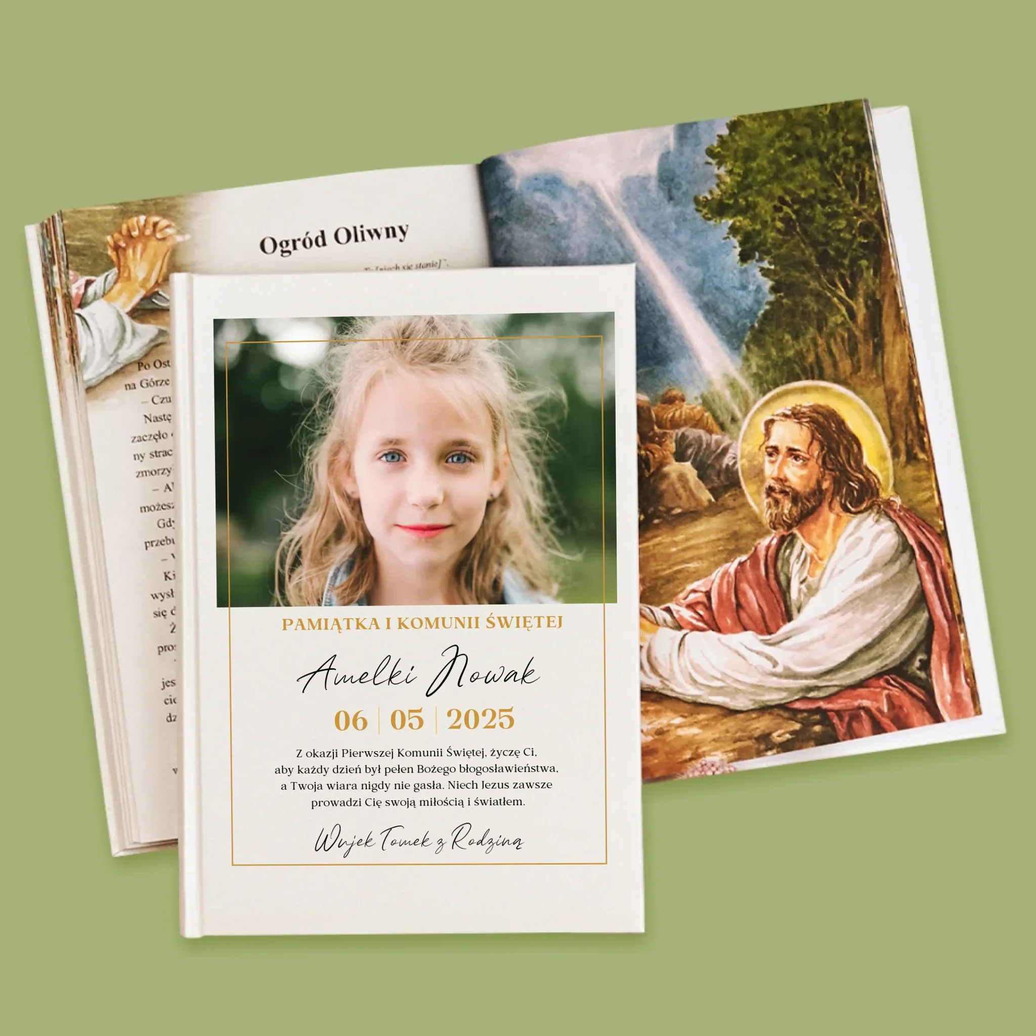 Zdjęcie i Podpis: Życzenia z Okazji Pierwszej Komunii Świętej - Biblia z Nadrukiem - Image 4