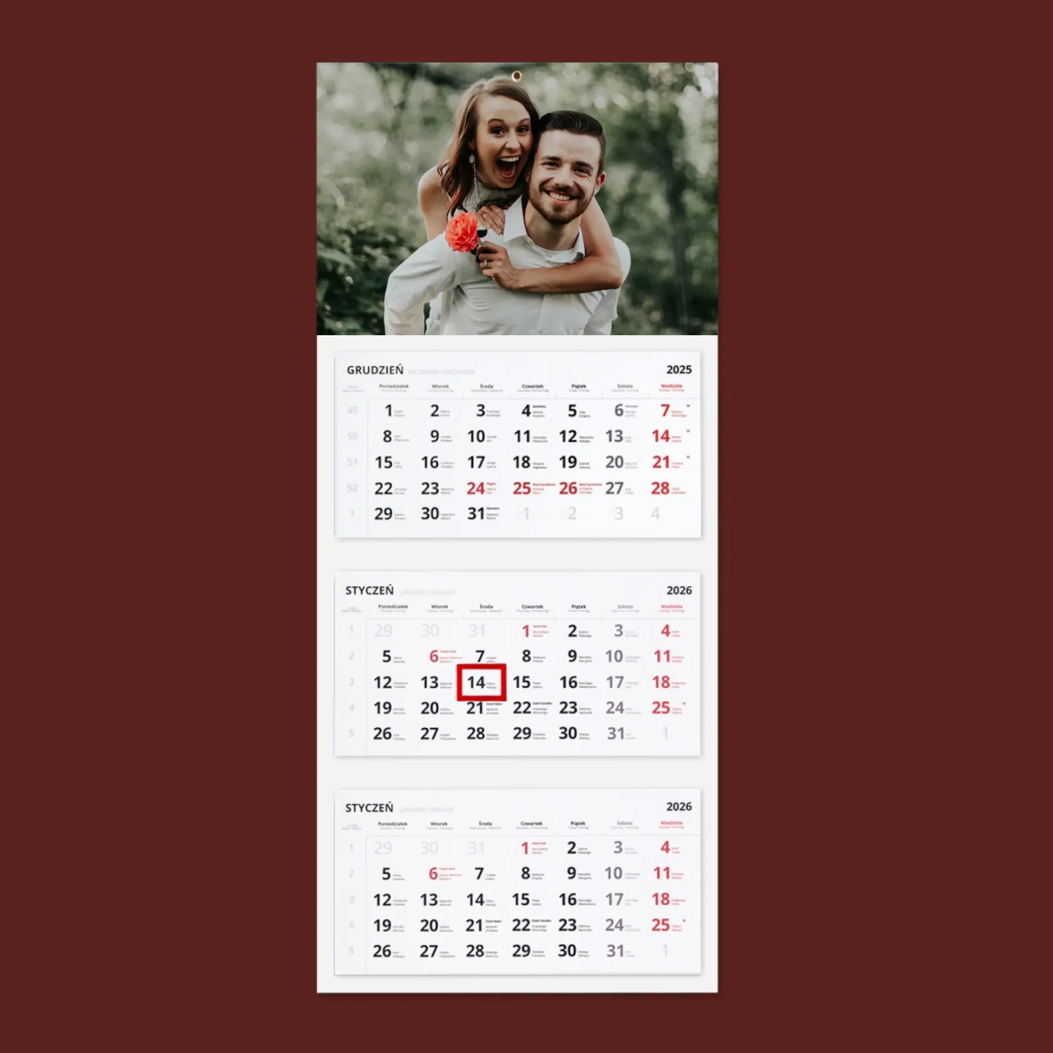 Zdjęcie: Twoje Zdjęcie - Personalizowany Kalendarz Trójdzielny
